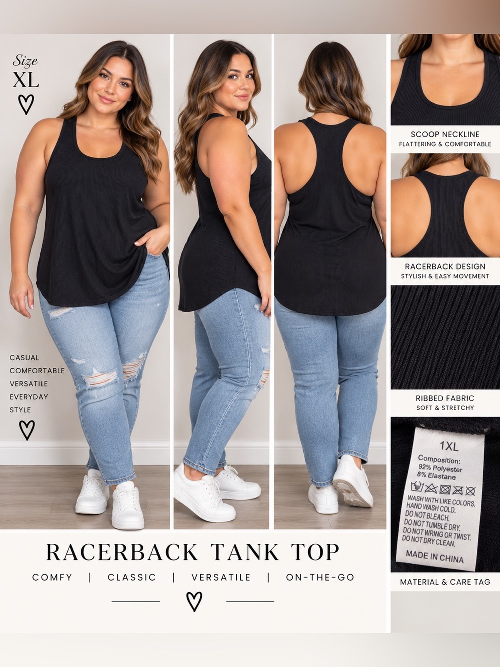 Racerback Tank Top - Black